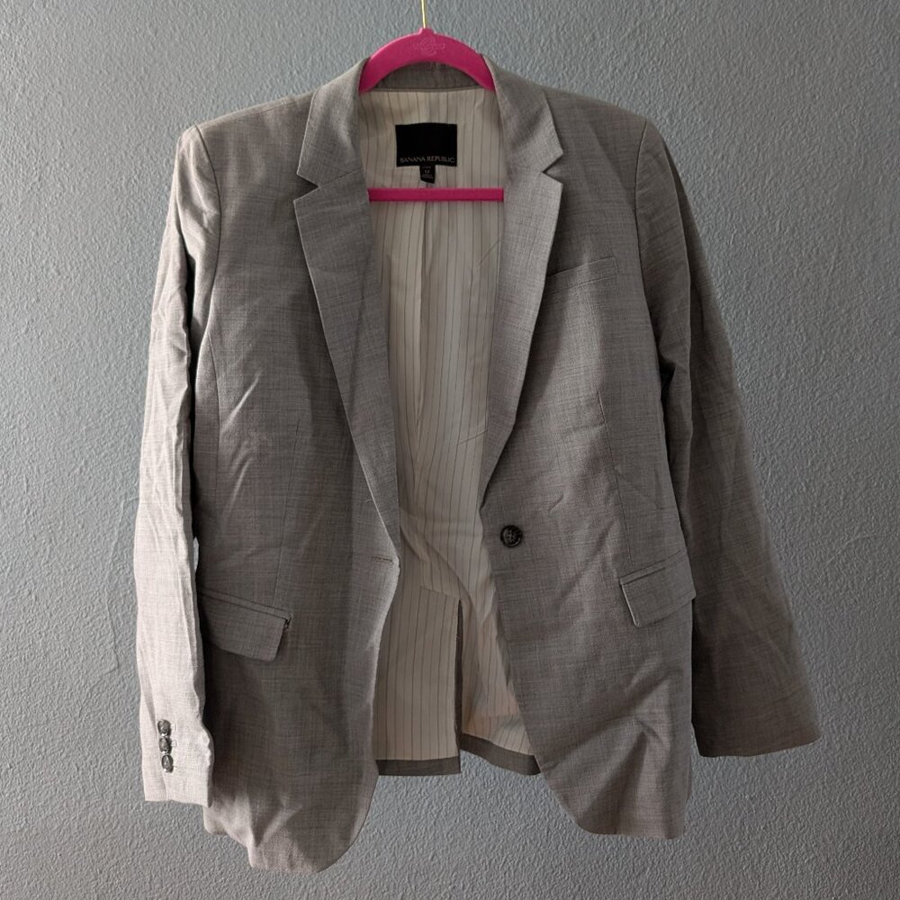 Women's Light Gray Lightweight Wool Blend Blazer Sz 12P